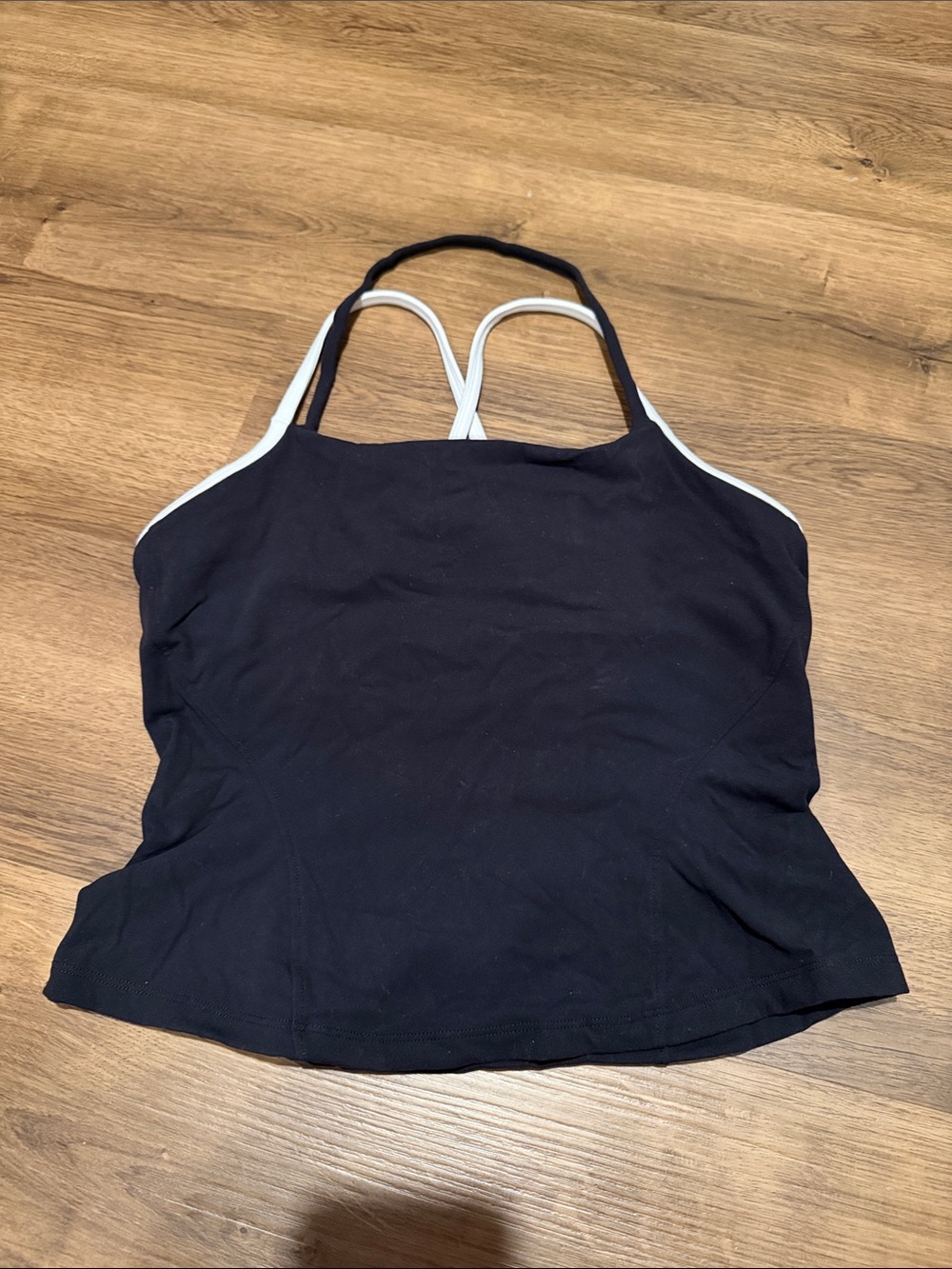 Black Tank Top with White Trim - Women's Active Cami